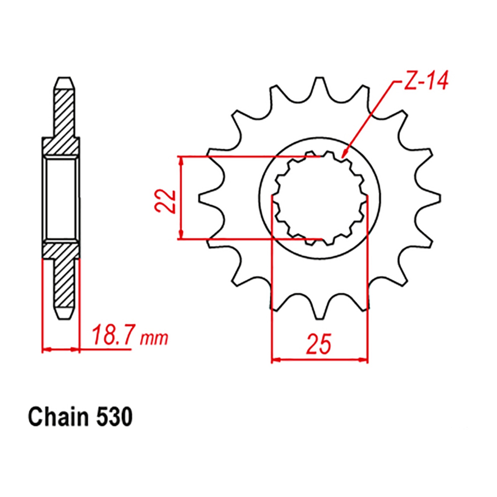 MTX 52900 Steel Front Sprocket #530 (15T)