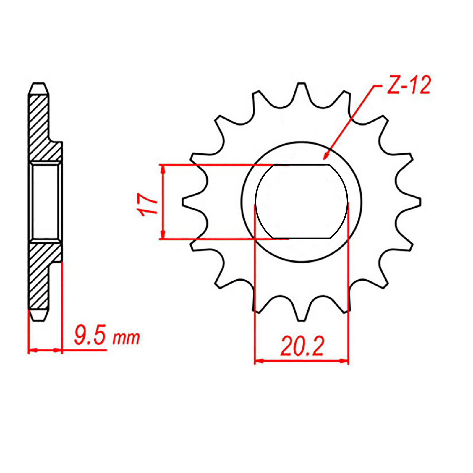 MTX KTM 50 (KT3) Steel Front Sprocket #415 (12T)