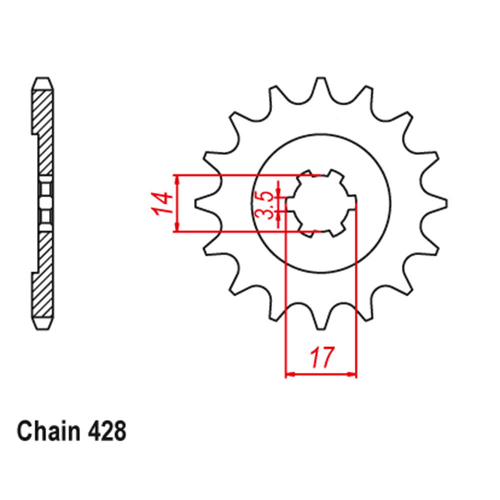 FRONT SPROCKET - STEEL 14T 428P