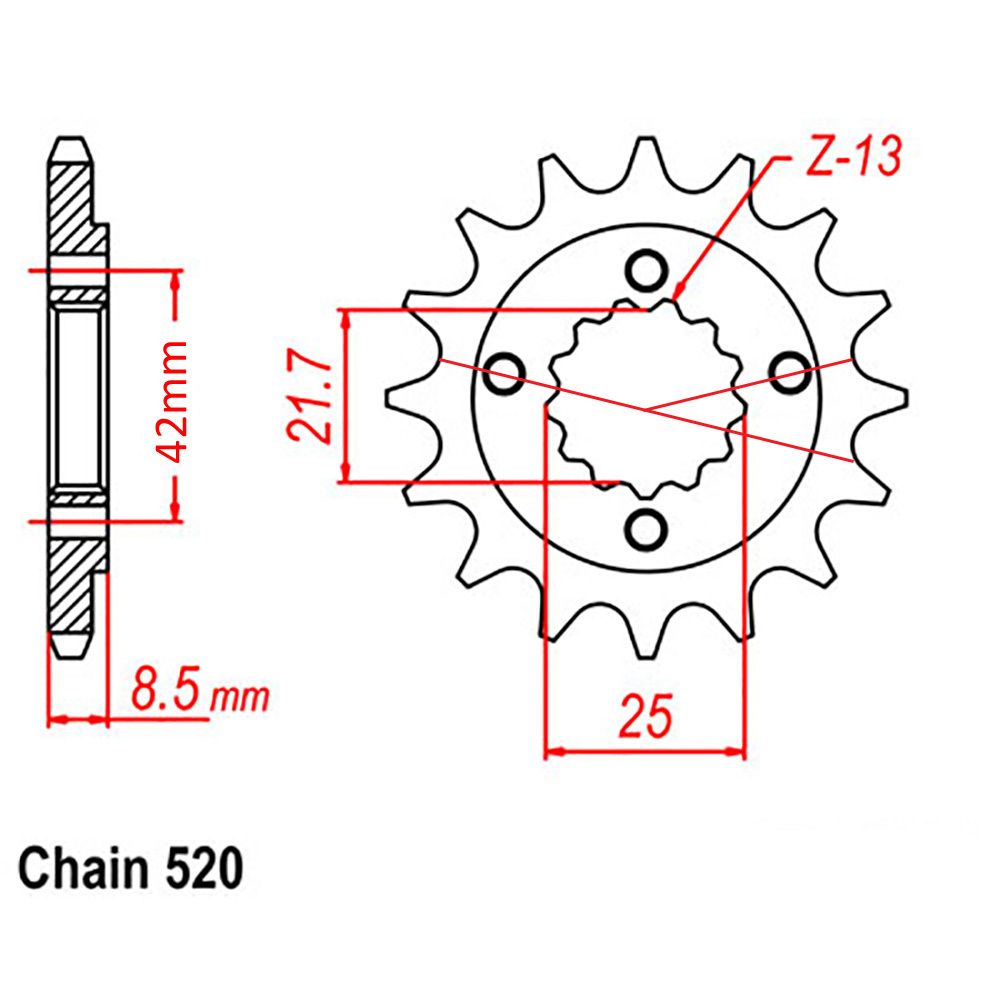 FRONT SPROCKET - STEEL 15T 520P D/D