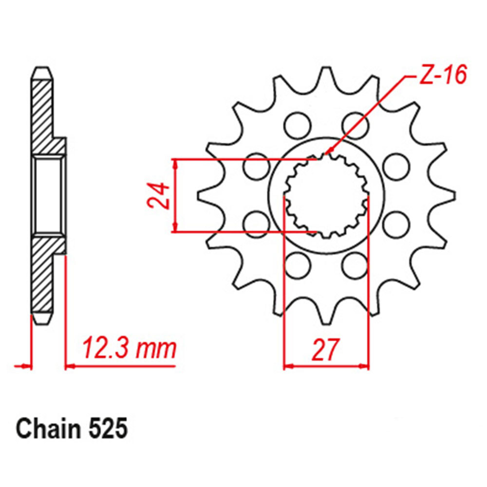 FRONT SPROCKET - STEEL 16T 525P