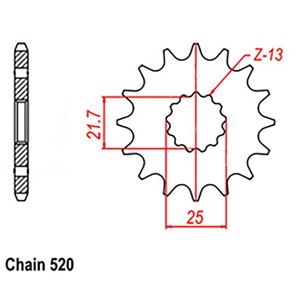 FRONT SPROCKET - STEEL 12T 520P (NOT D/D)