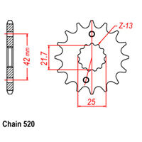 FRONT SPROCKET - STEEL 14T 520P D/D