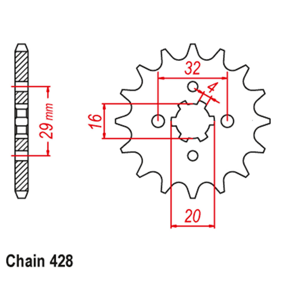 FRONT SPROCKET - STEEL 14T #428 D/D