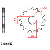 FRONT SPROCKET - STEEL 14T 520P