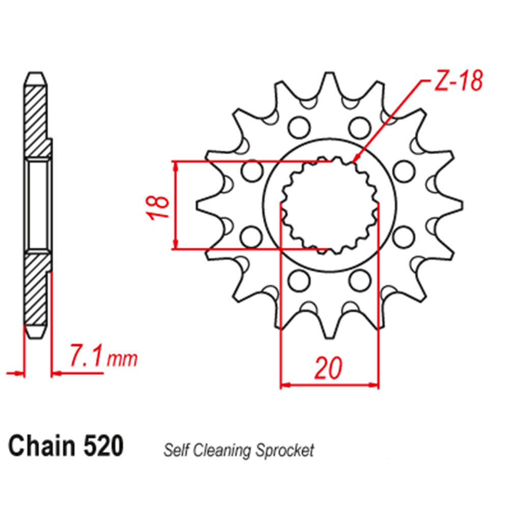 FRONT SPROCKET - STEEL 12T 520P