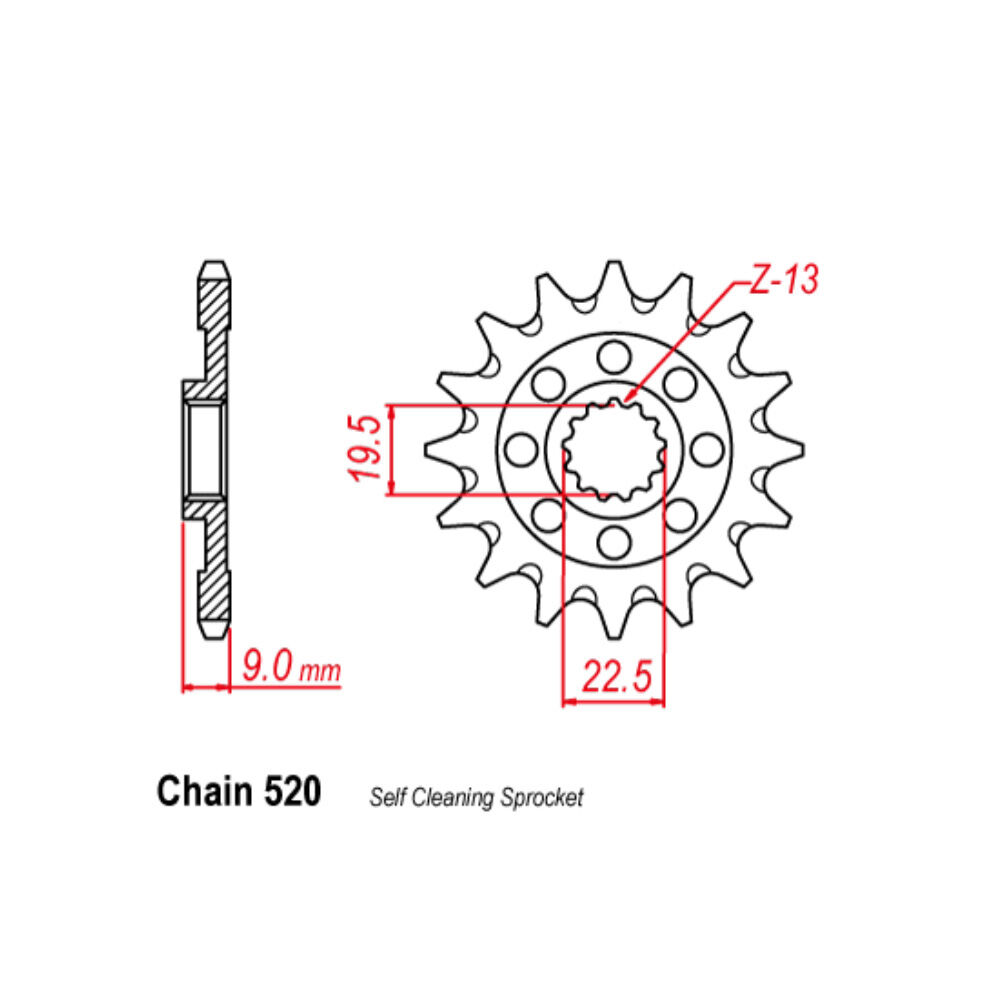 FRONT SPROCKET - STEEL 13T 520P