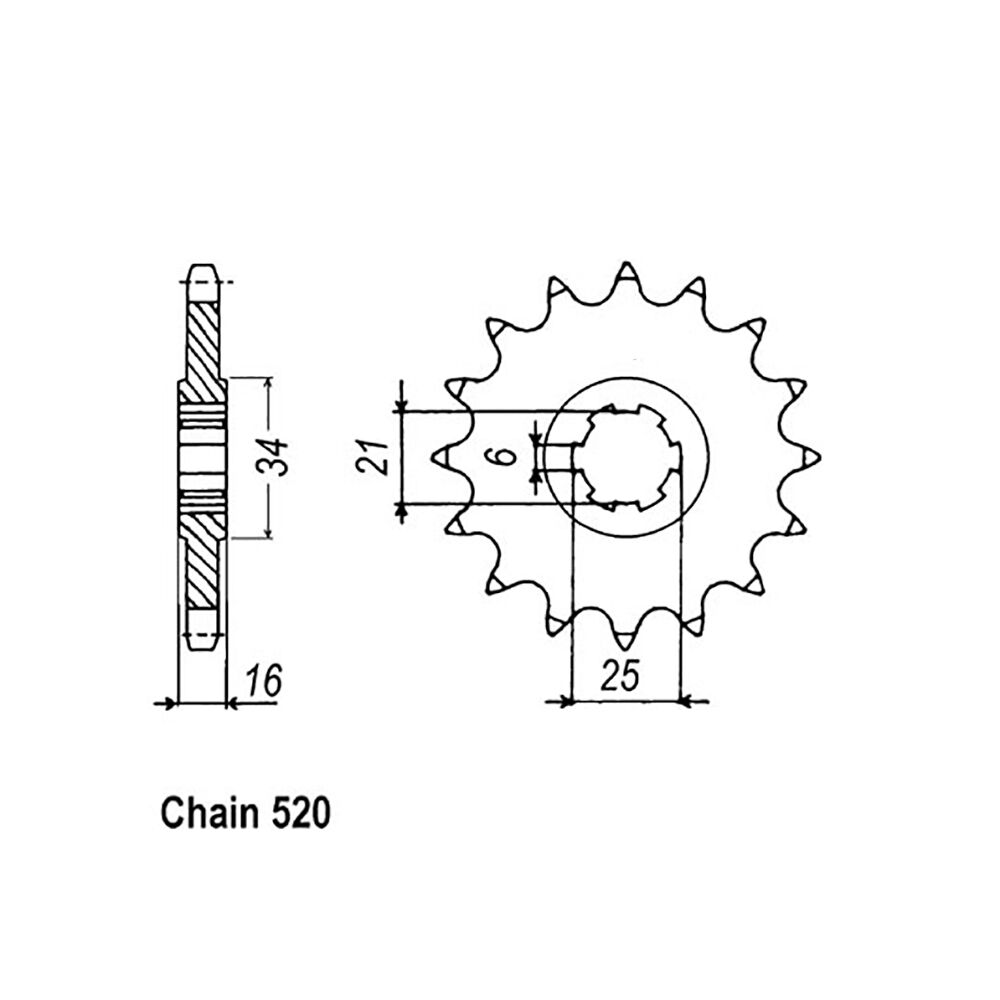 FRONT SPROCKET - STEEL 14T 520P