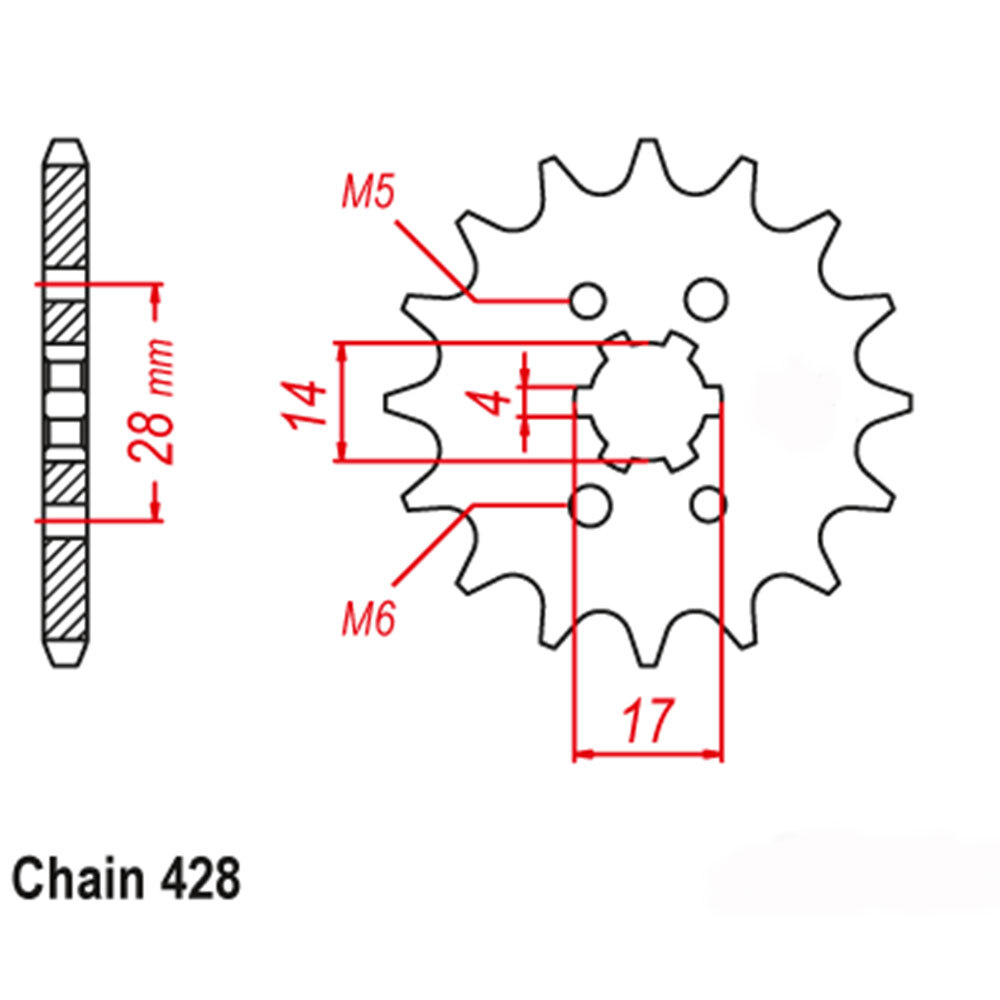 FRONT SPROCKET - STEEL 13T 428P