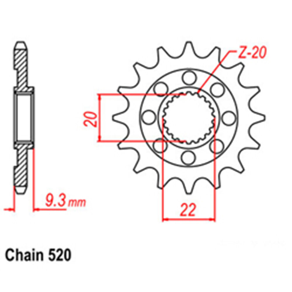 FRONT SPROCKET - STEEL 14T 520P