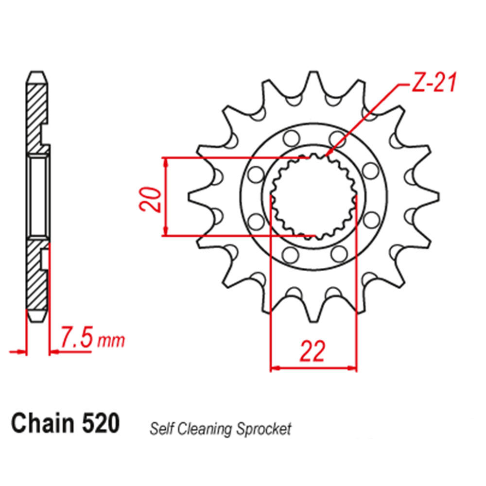 FRONT SPROCKET - STEEL 13T 520P