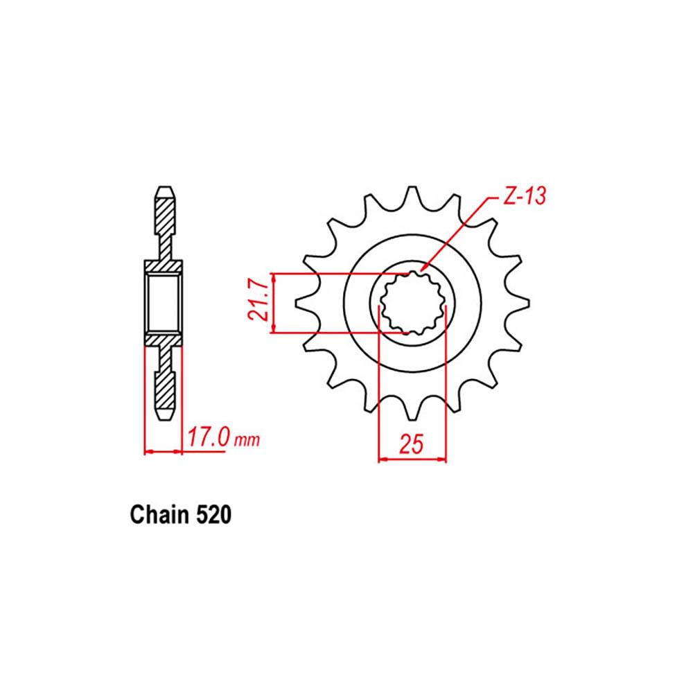 FRONT SPROCKET - STEEL 17T 520P