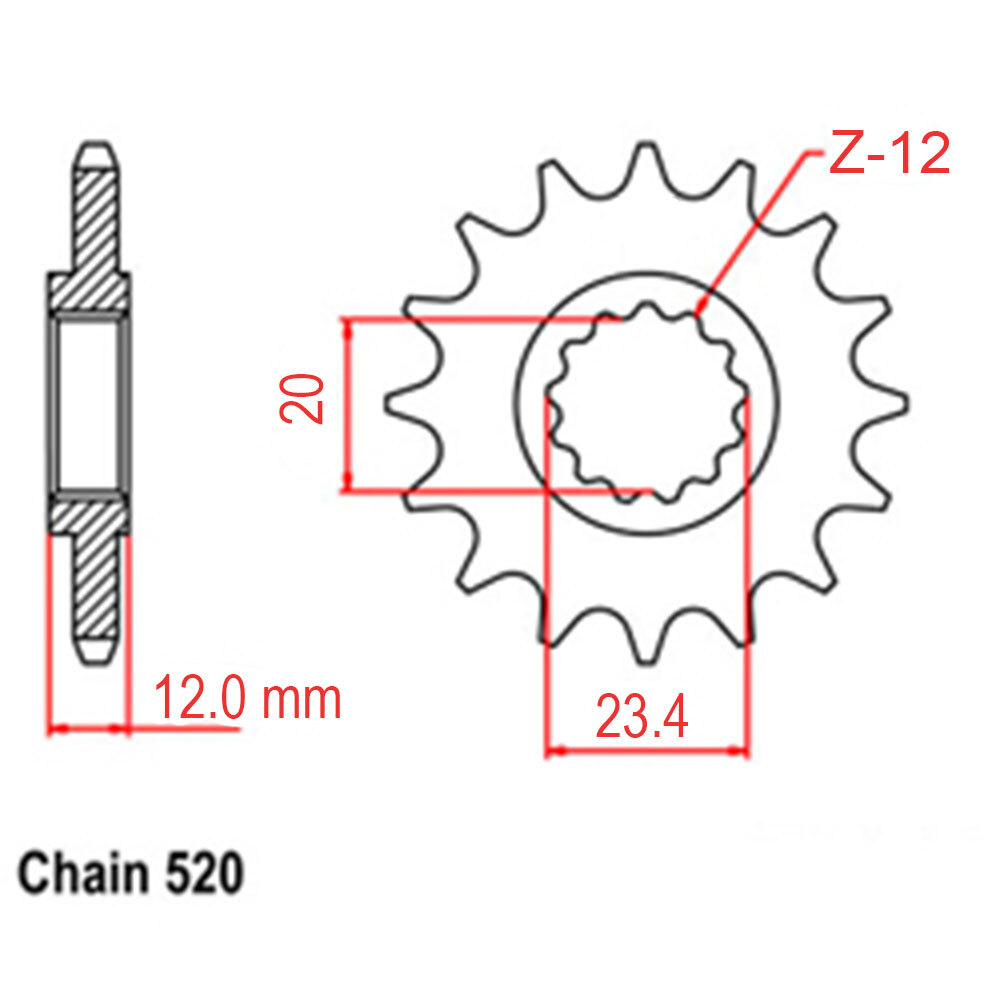 FRONT SPROCKET - STEEL 12T 520P CRF450L 18-UP (NEW 2021)