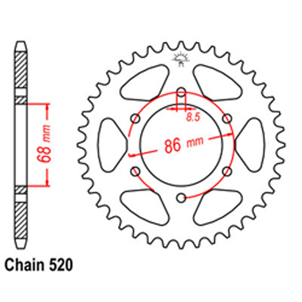 REAR SPROCKET - STEEL 37T 520P