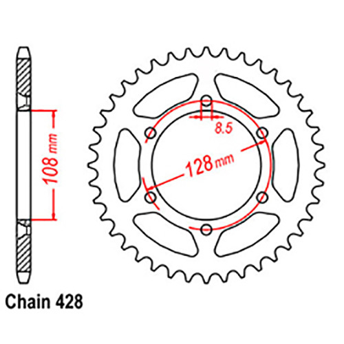 REAR SPROCKET - STEEL 54T 428P