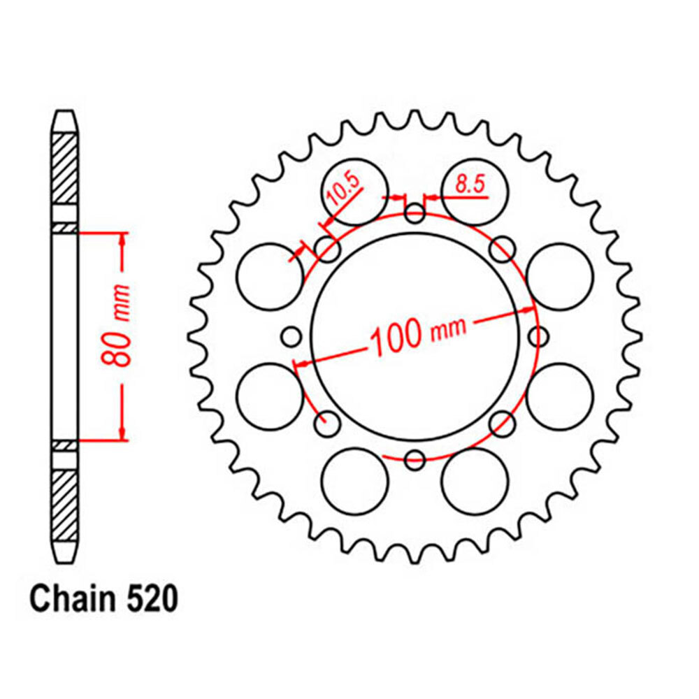 REAR SPROCKET - STEEL 43T 520P D/D