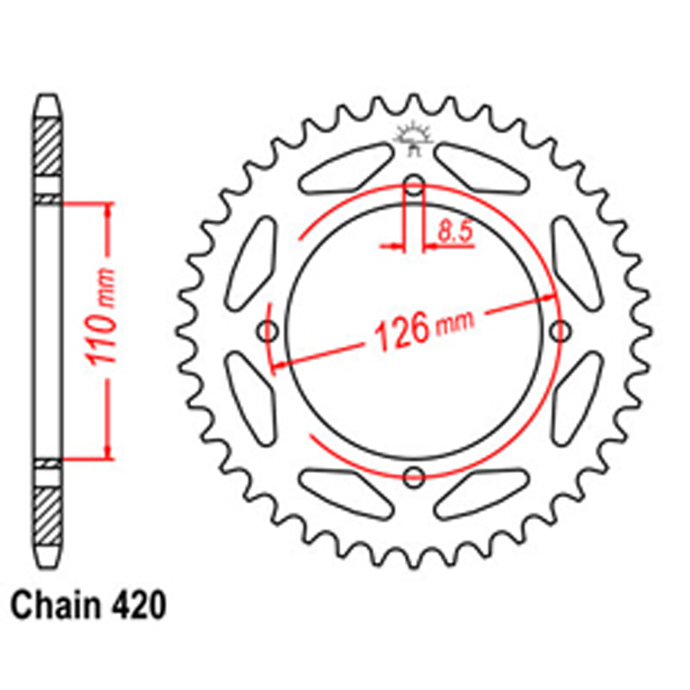 REAR SPROCKET - STEEL 48T 420P