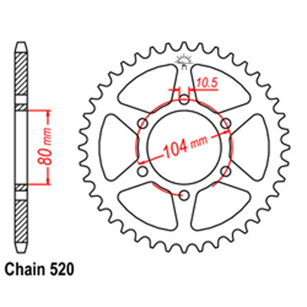 REAR SPROCKET - STEEL 43T 520P