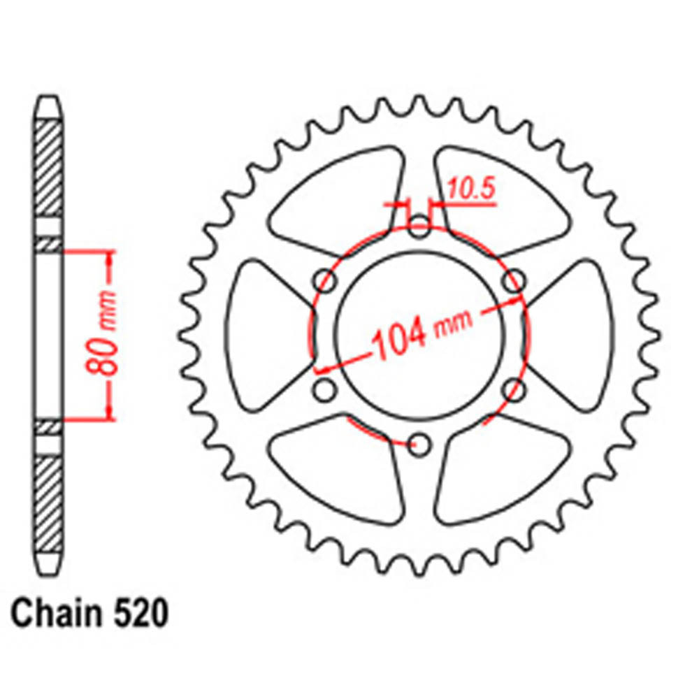 REAR SPROCKET - STEEL 46T 520P