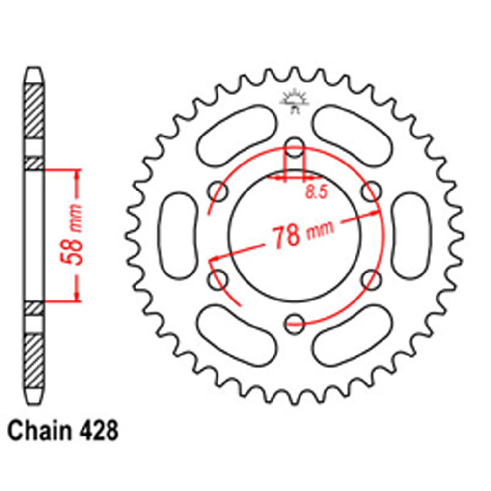 REAR SPROCKET - STEEL 37T 428P