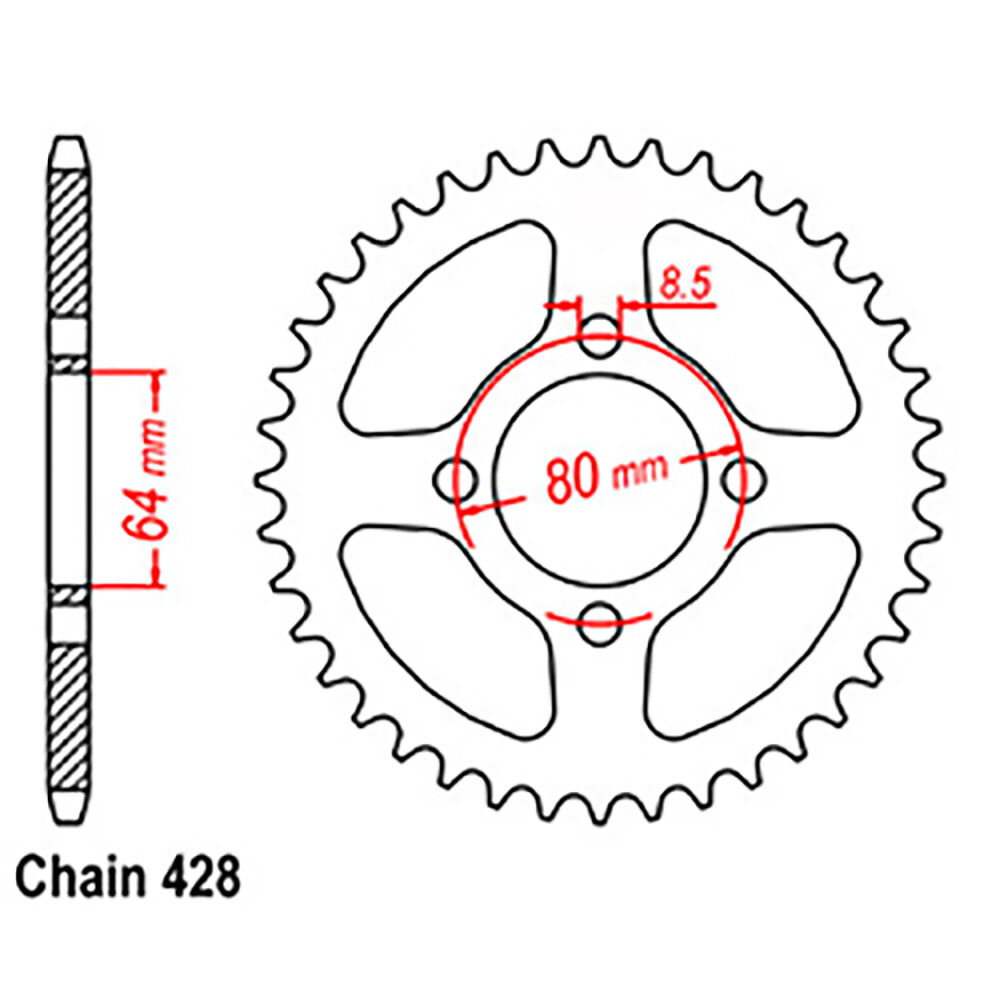 REAR SPROCKET - STEEL 49T 428P