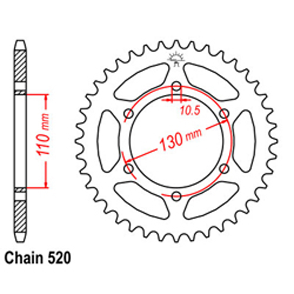 REAR SPROCKET - STEEL 38T 520P