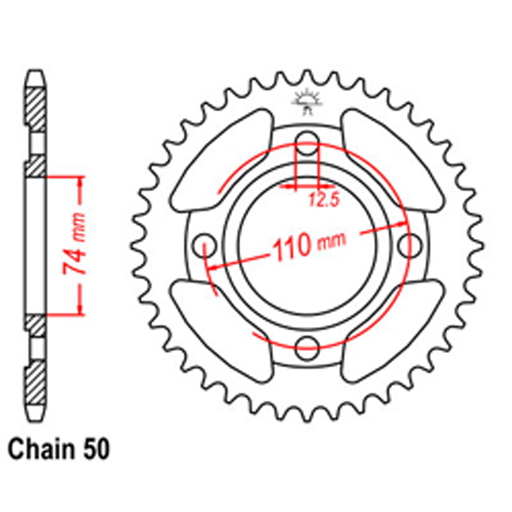 REAR SPROCKET - STEEL 43T 530P