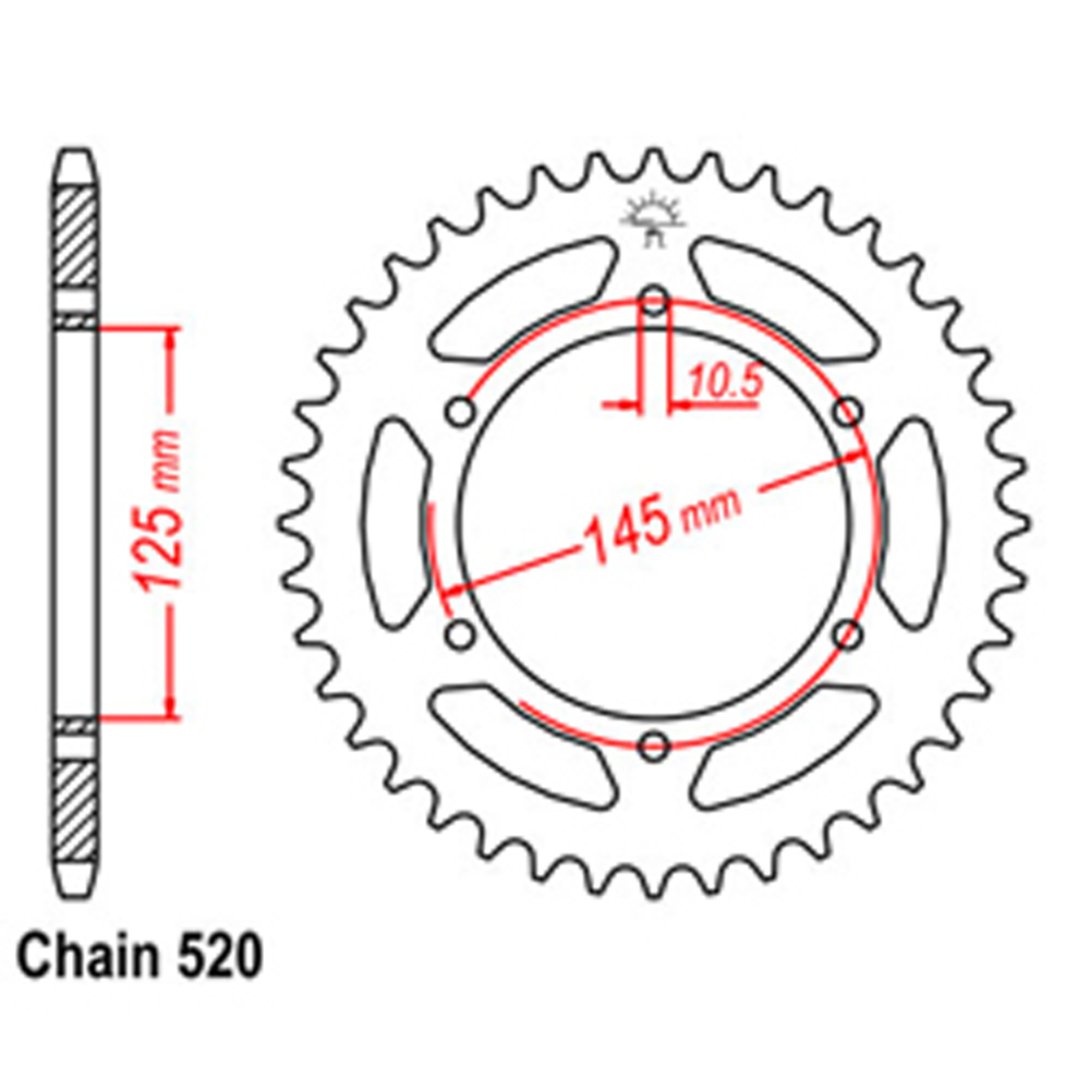 REAR SPROCKET - STEEL 46T 520P