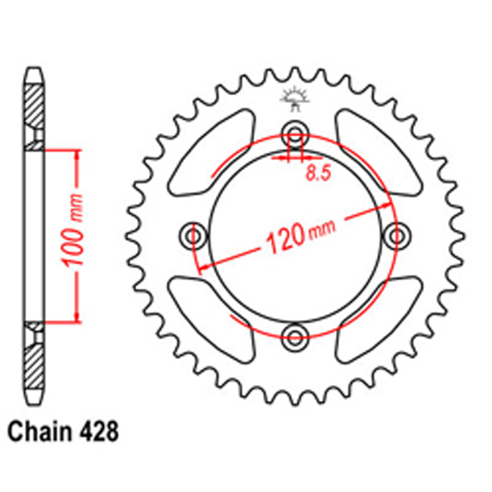 REAR SPROCKET - STEEL 47T 428P