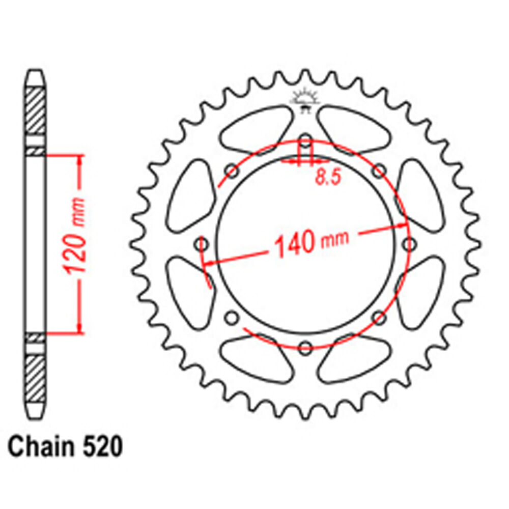 REAR SPROCKET - STEEL 37T 520P