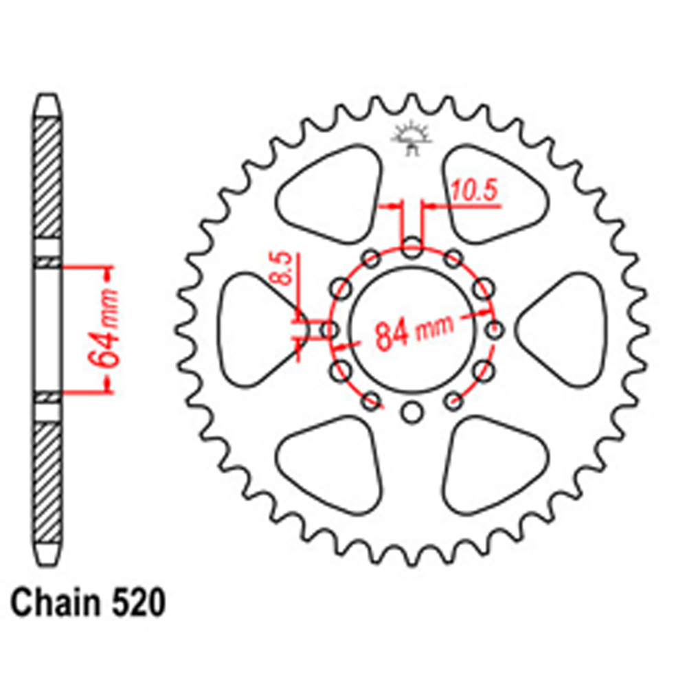 REAR SPROCKET - STEEL 48T 520P D/D