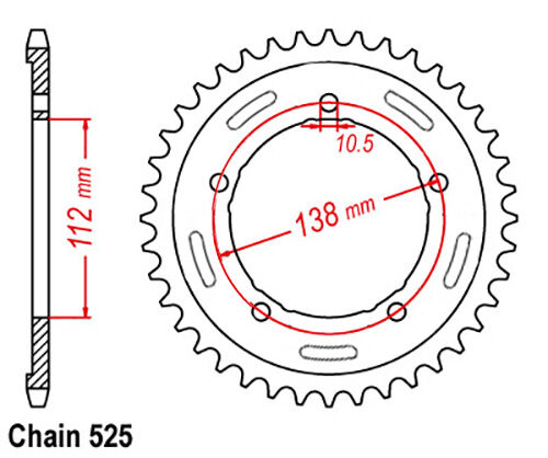 REAR SPROCKET - STEEL 45T 525P