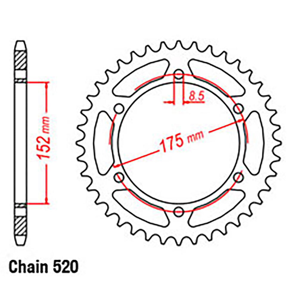 REAR SPROCKET - STEEL 44T 520P