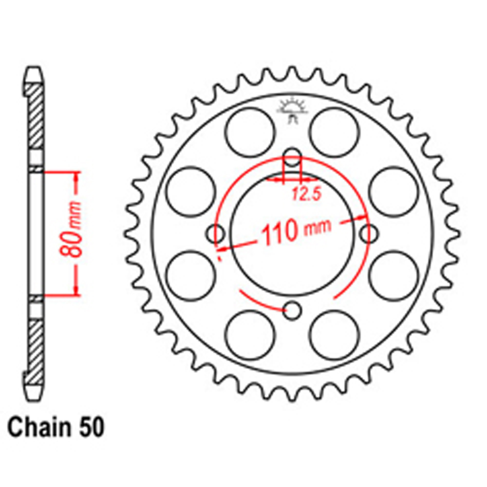 REAR SPROCKET - STEEL 48T 530P