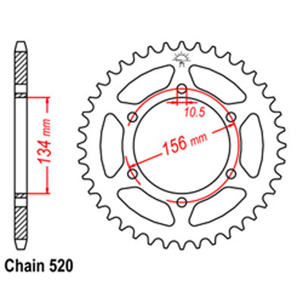 REAR SPROCKET - STEEL 48T 520P