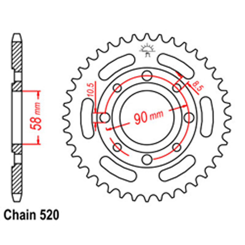 REAR SPROCKET - STEEL 38T 520P D/D