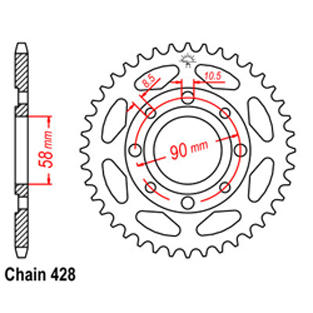 REAR SPROCKET - STEEL 37T 428P D/D