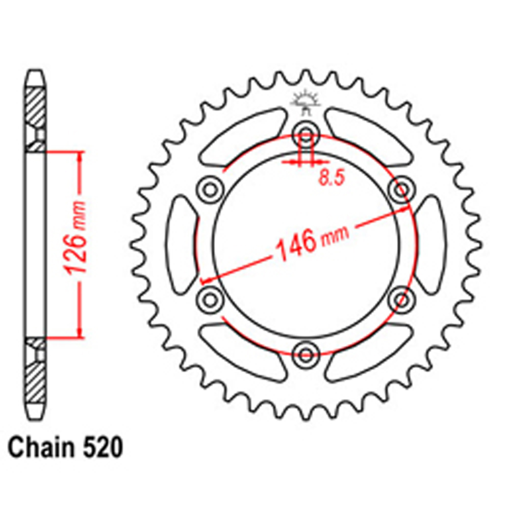 REAR SPROCKET - STEEL 39T 520P