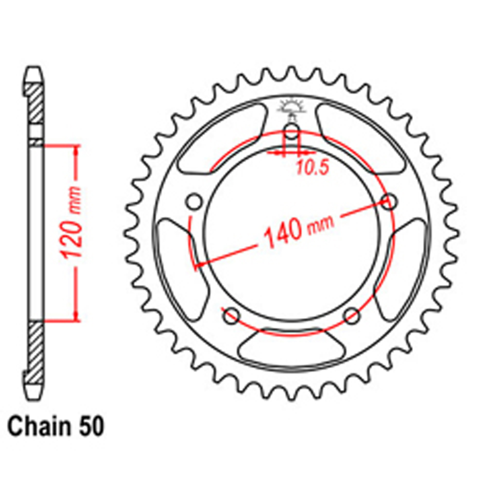 REAR SPROCKET - STEEL 43T 530P