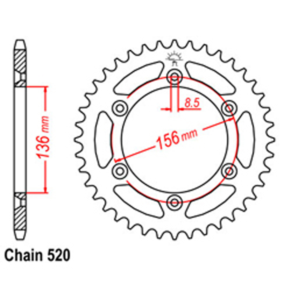 REAR SPROCKET - STEEL 41T 520P