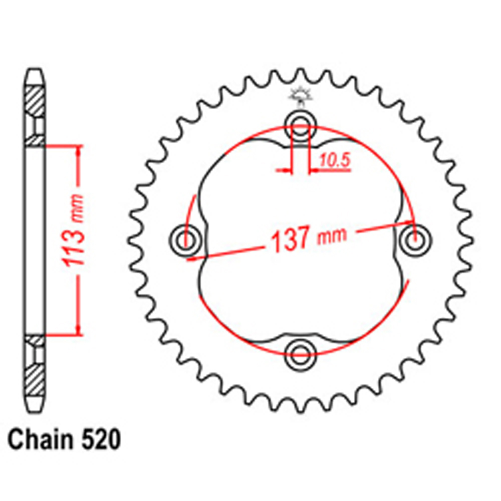 REAR SPROCKET - STEEL 38T 520P