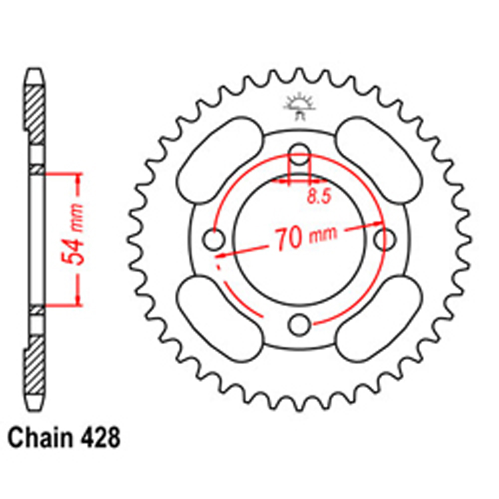 REAR SPROCKET - STEEL 45T 428P