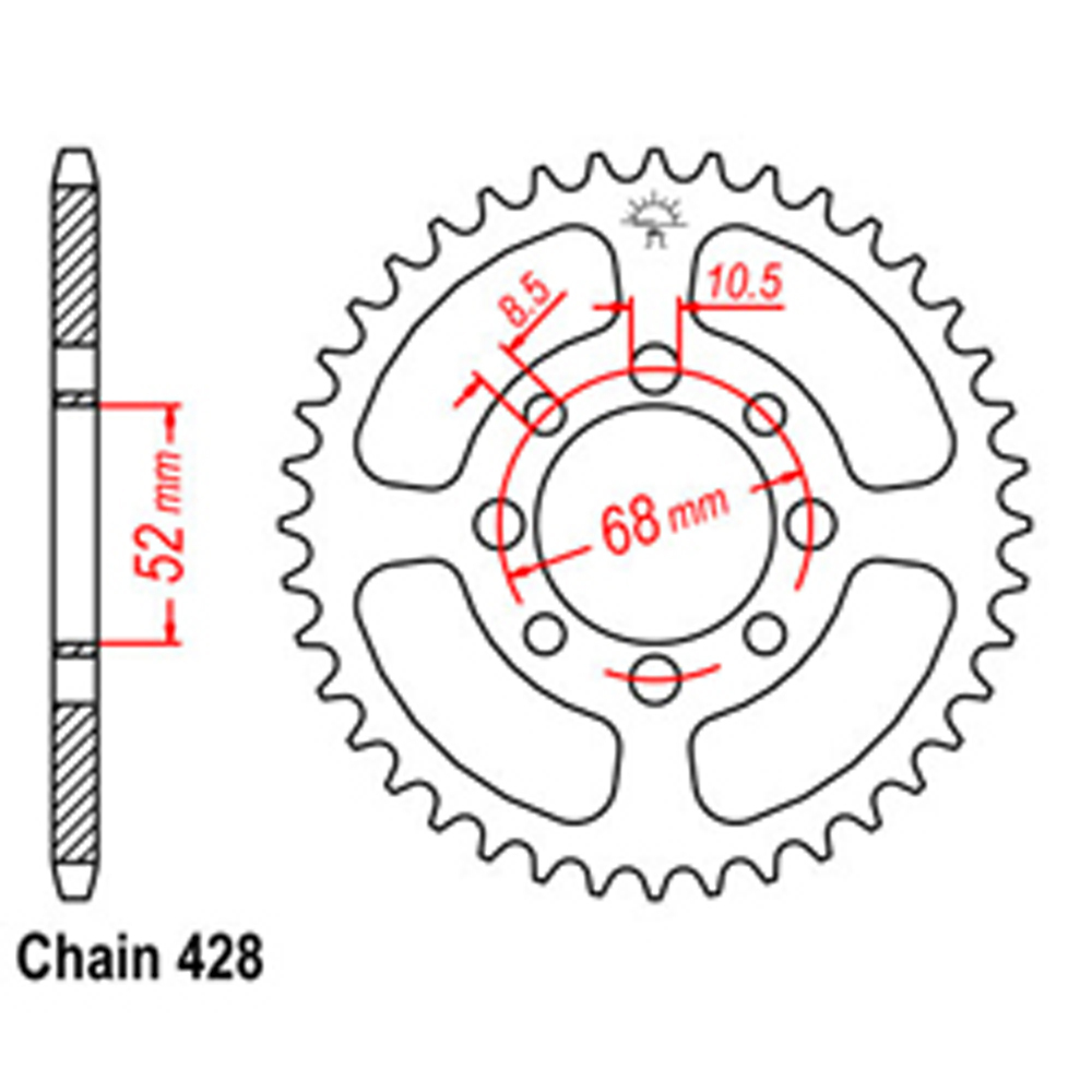 REAR SPROCKET - STEEL 37T 428P D/D