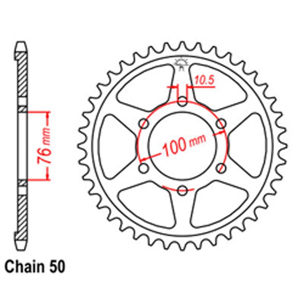 REAR SPROCKET - STEEL 42T 530P