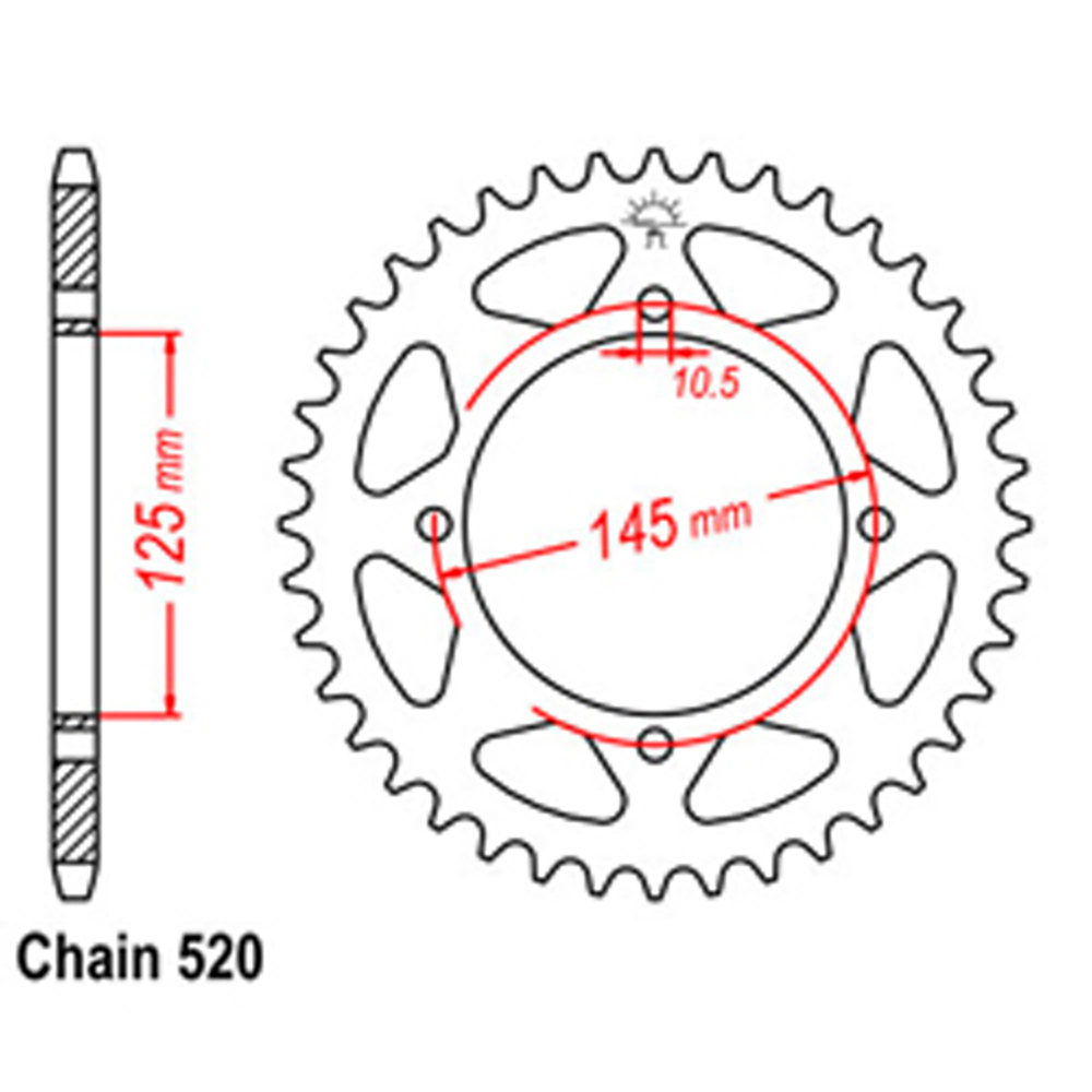 REAR SPROCKET - STEEL 43T 520P