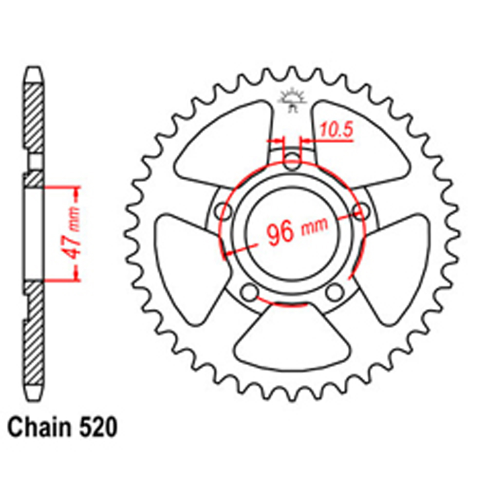 REAR SPROCKET - STEEL 40T 520P