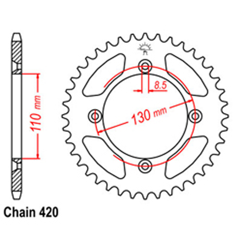 REAR SPROCKET - STEEL 51T 420P