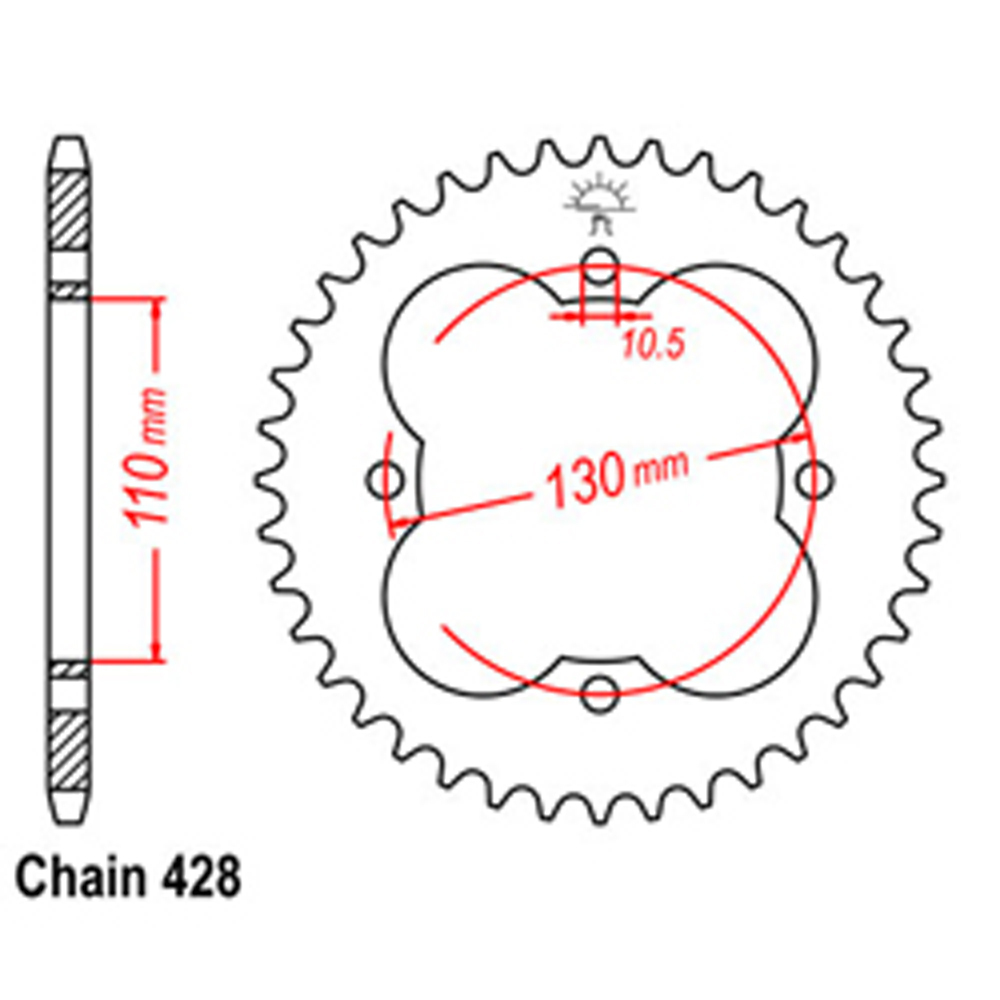 REAR SPROCKET - STEEL 50T 428P