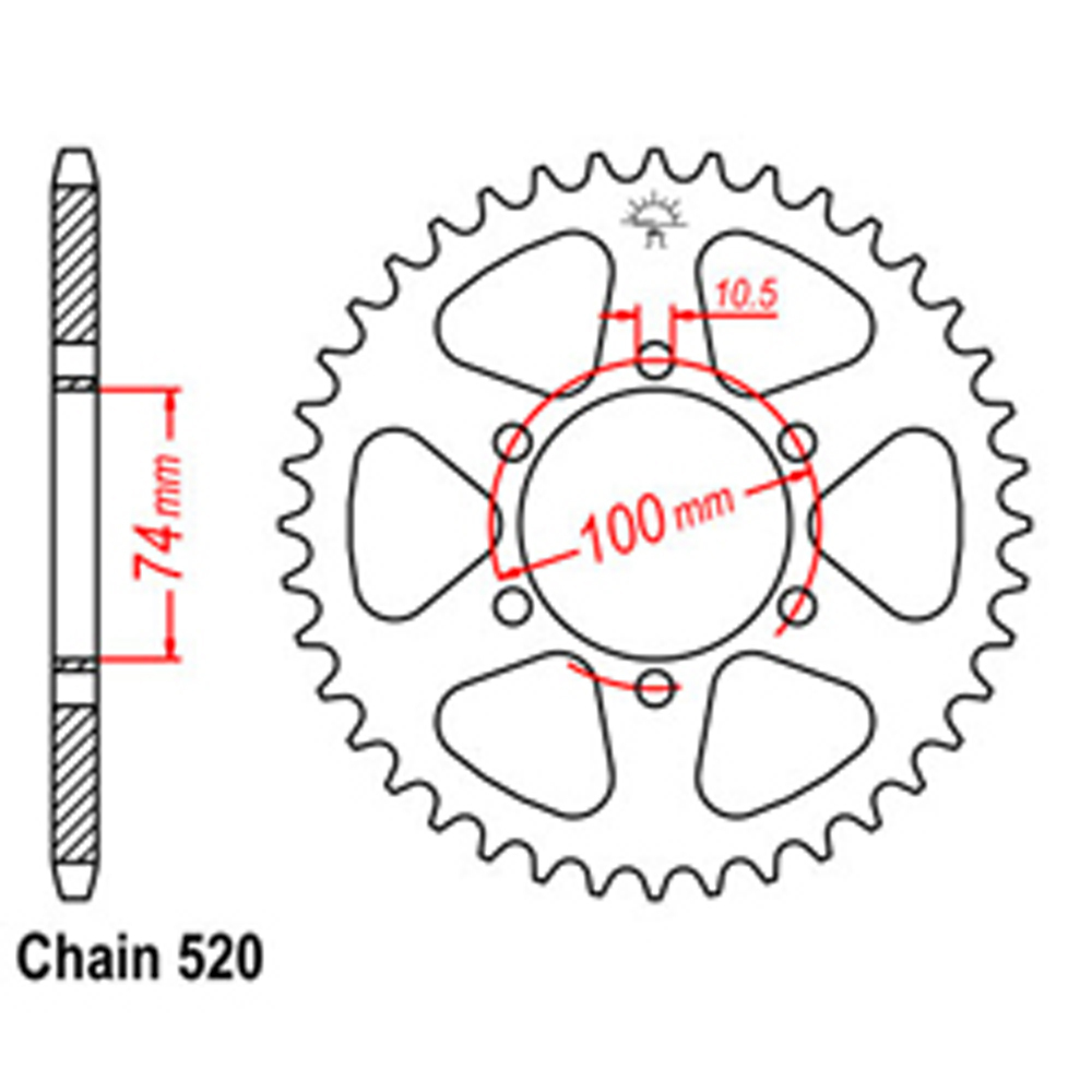 REAR SPROCKET - STEEL 46T 520P