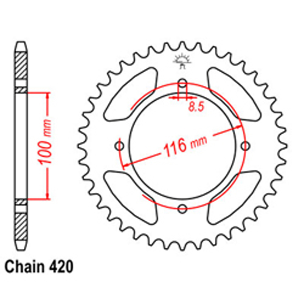 REAR SPROCKET - STEEL 48T 420P